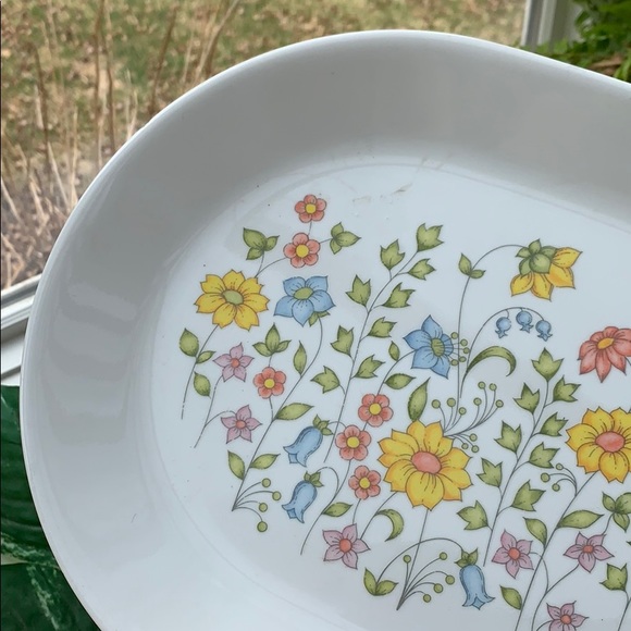 Vintage 70s Corelle Spring Meadow Serving Platter, Floral Oval Platter - Picture 2 of 7